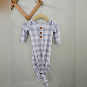 Caden Lane Light Blue and White Buffalo Check Knot Gown